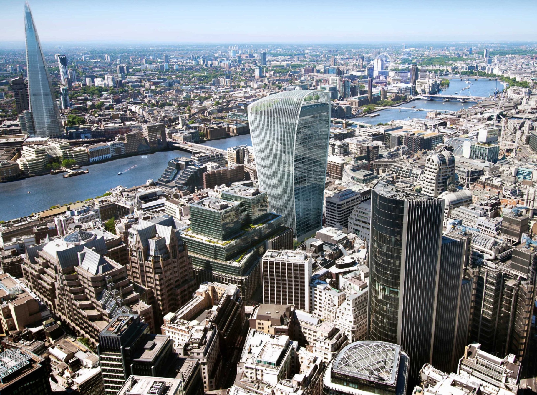 Aerial view of the City of London skyline